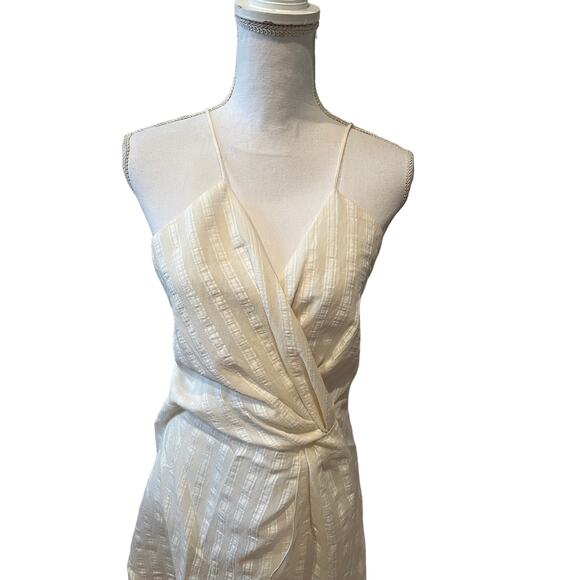 Zara Draped Front Low Back Mini Dress Off White L - Picture 2 of 6